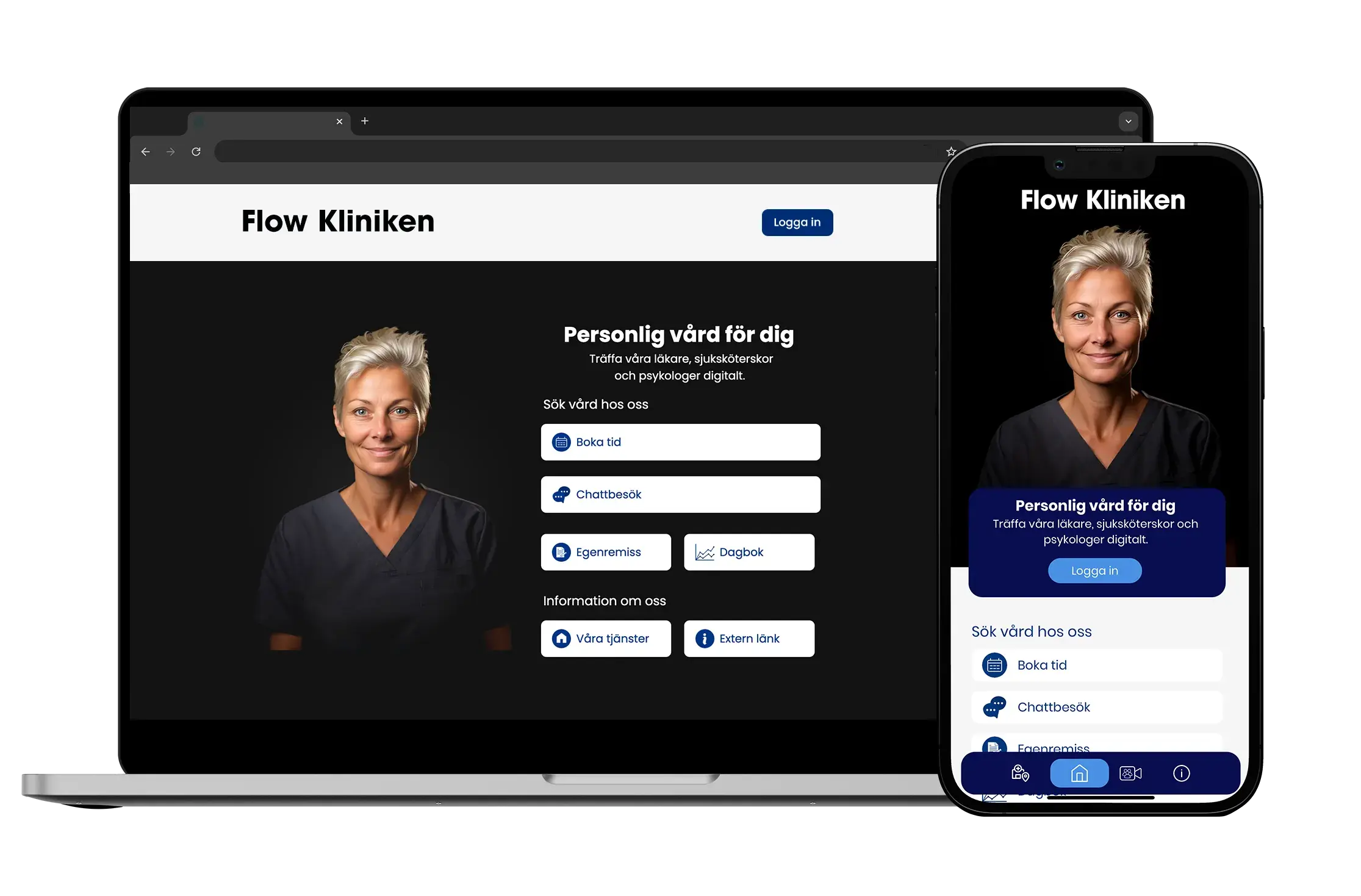 Curoflow digital vårdplattform patient portal app.