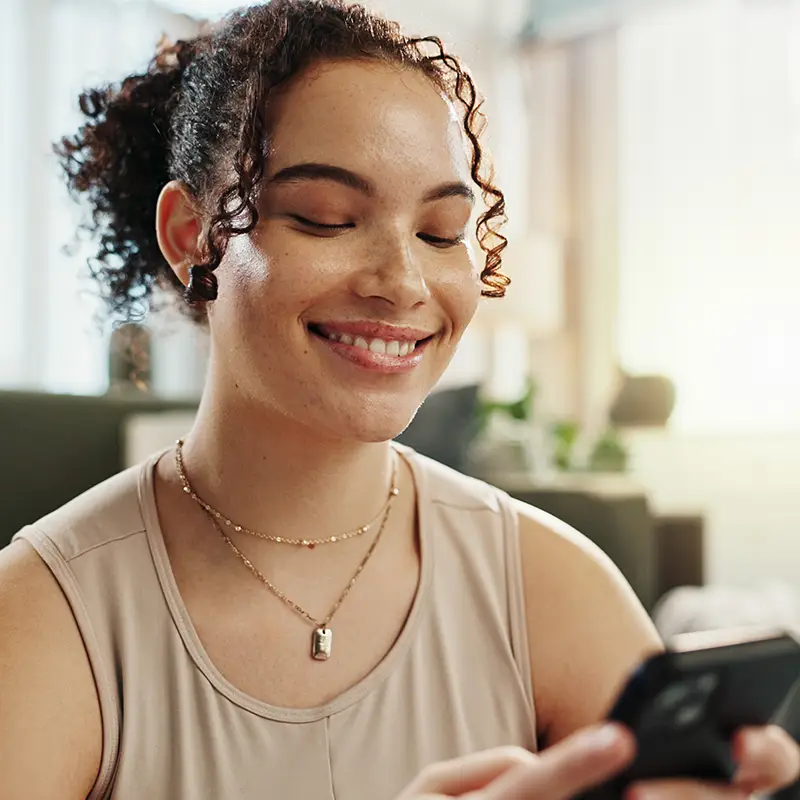 Patient using medical app for accessing womens health services