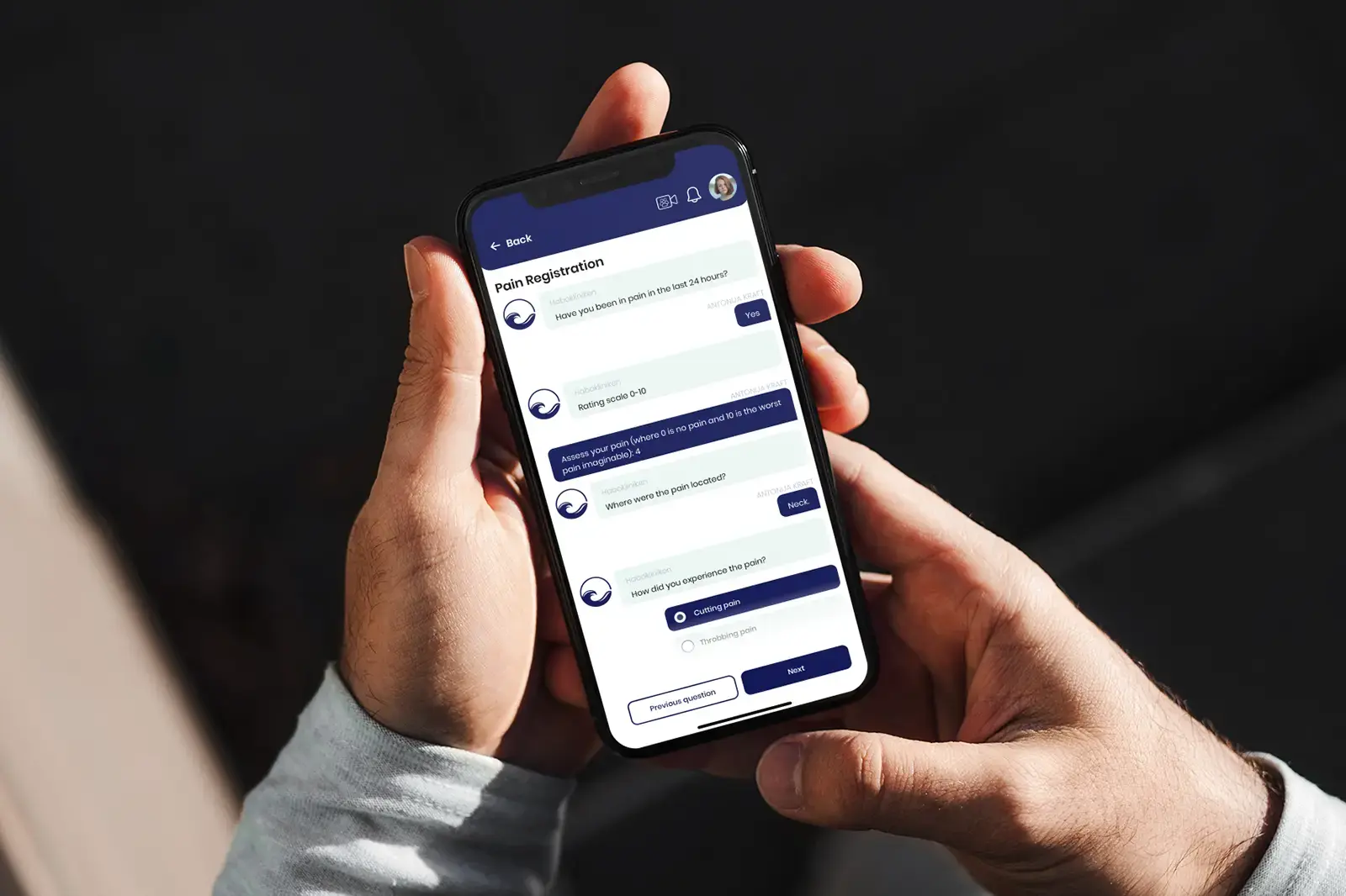 Patient health tracker in app for remote patient monitoring of chronic conditions.